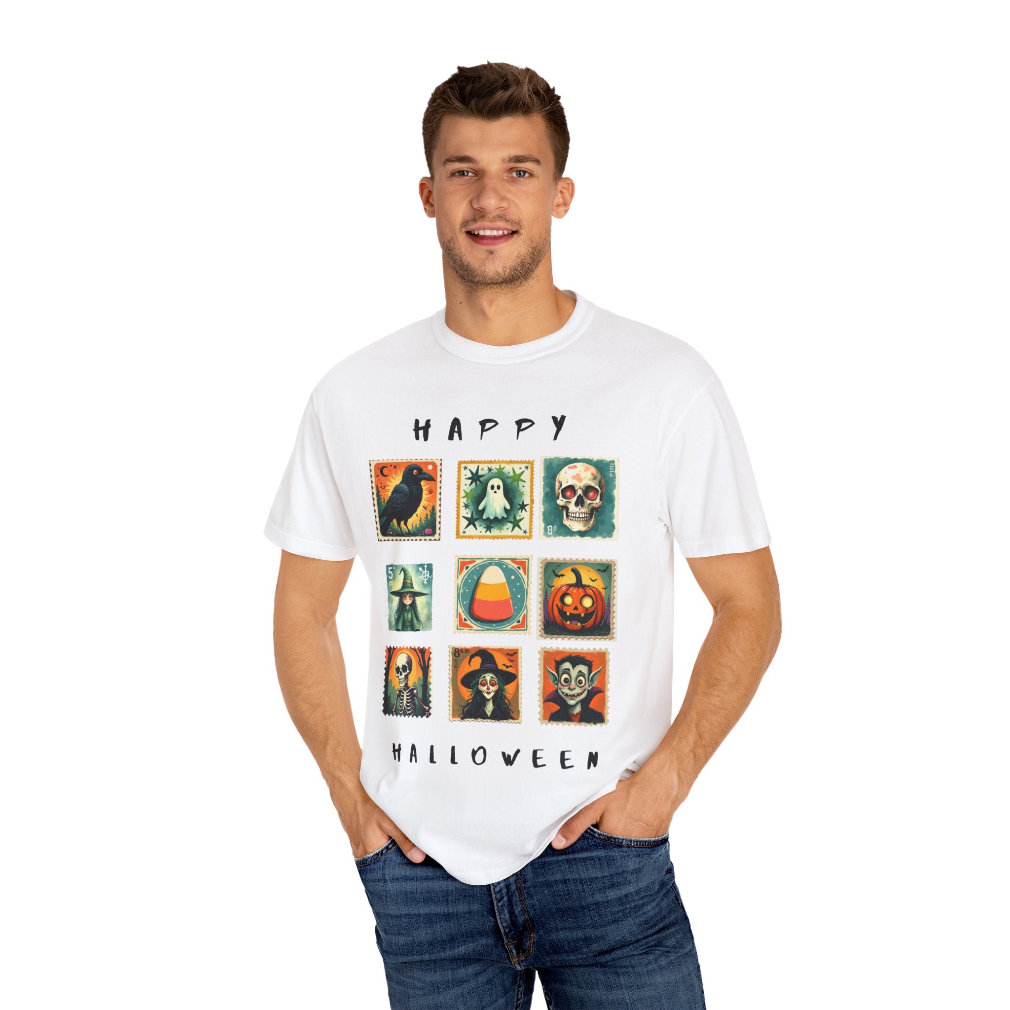 Halloween Graphic Tee, Unisex Garment-Dyed T-Shirt, Spooky Shirt, Halloween Costume, Fall Fashion, Holiday Apparel