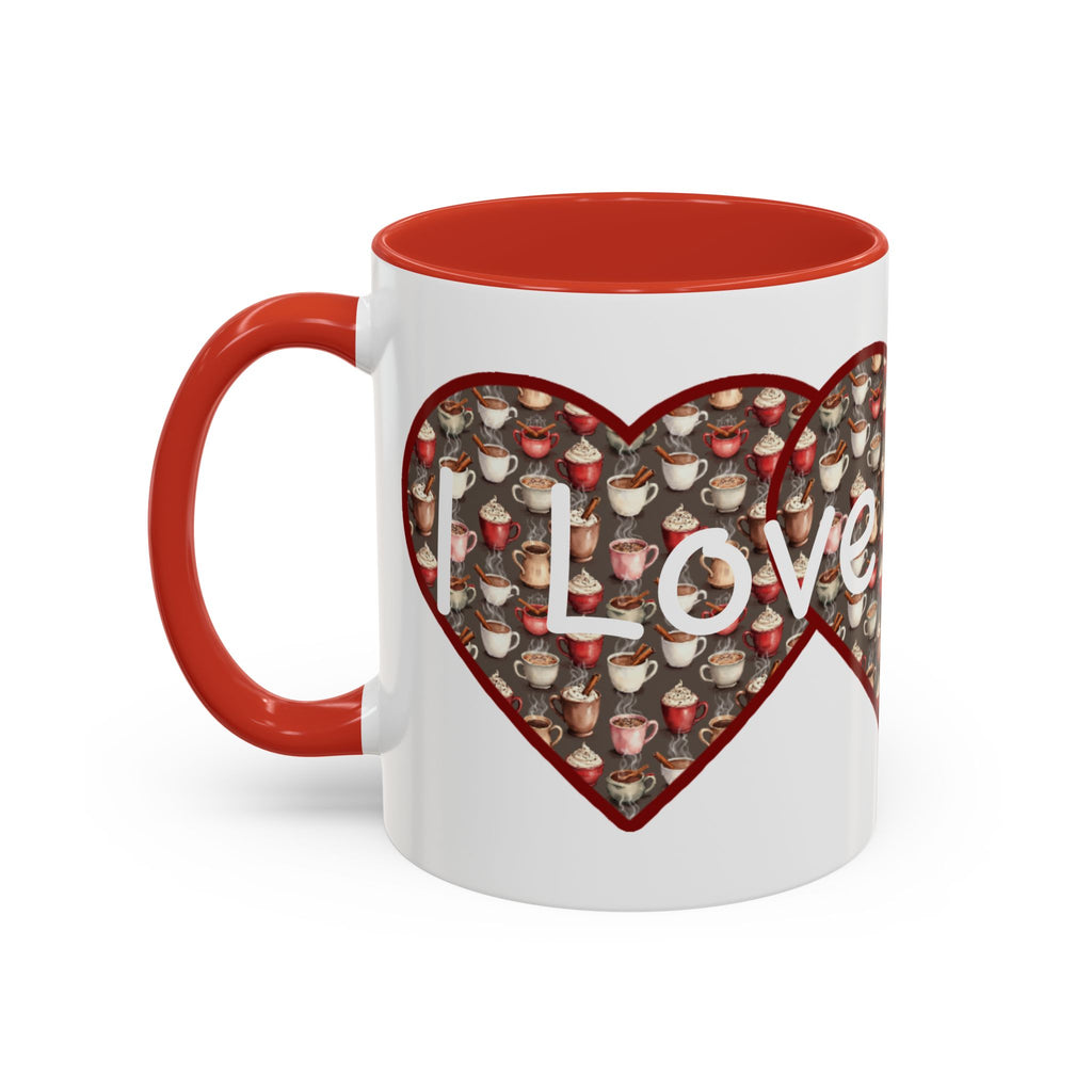 Coffee Mug - Cute Christmas Hearts with I Love Coffee