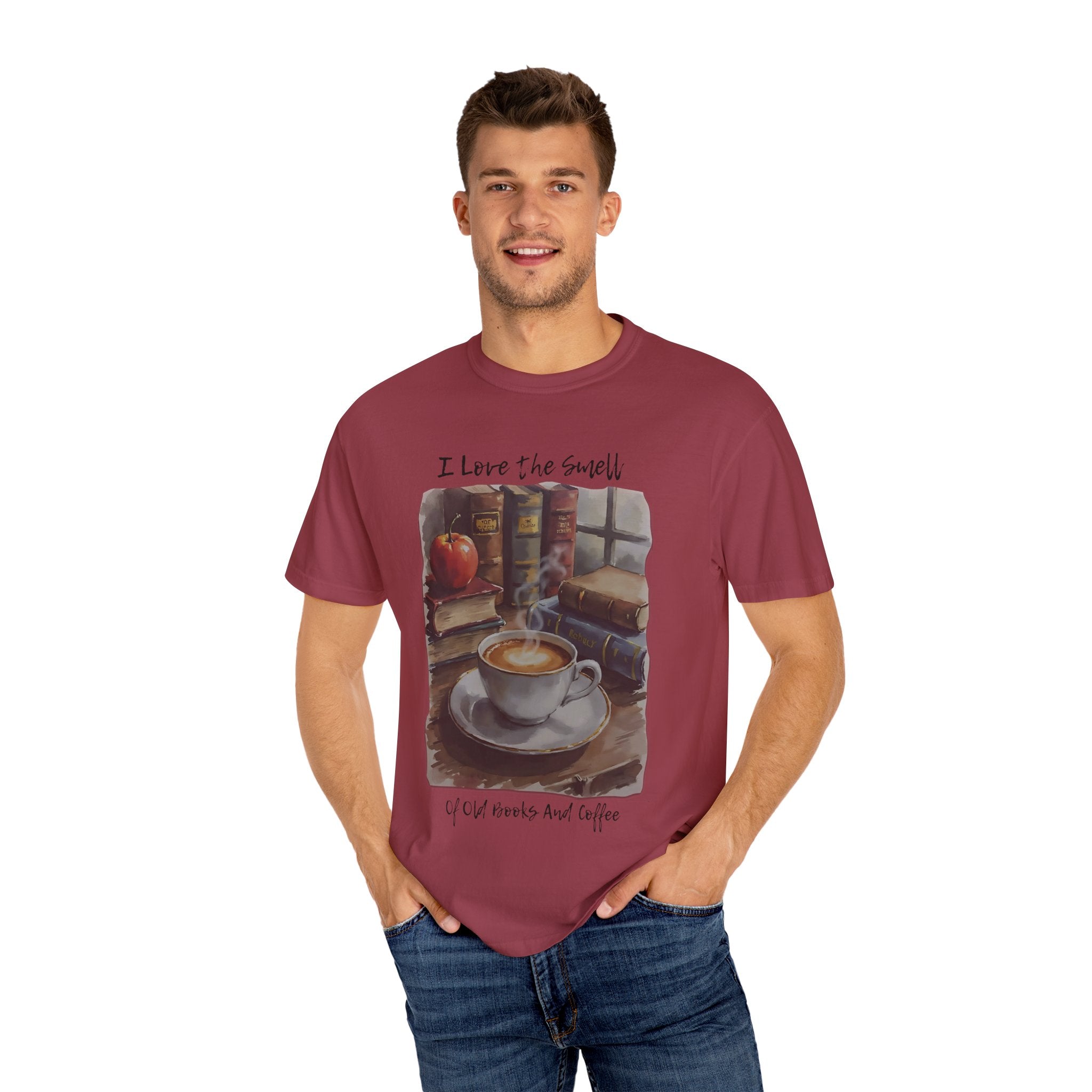 Book Lover T-Shirt - I Love the Smell of Old Books and Coffee
