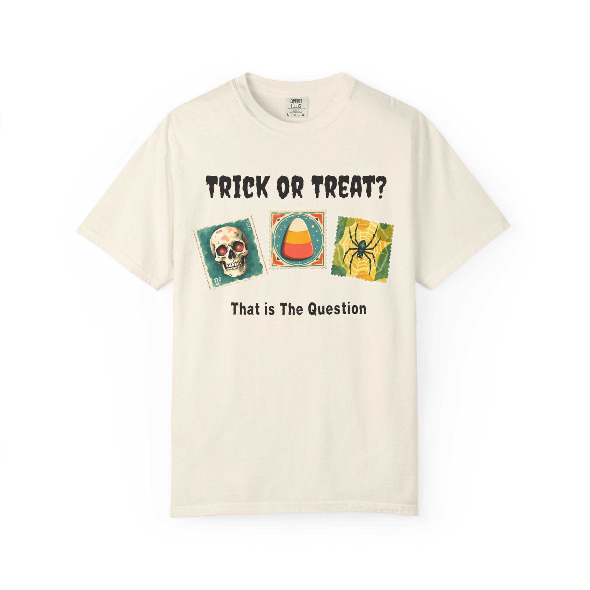 Trick or Treat-That is The Question. Skull, candy corn, and Spider