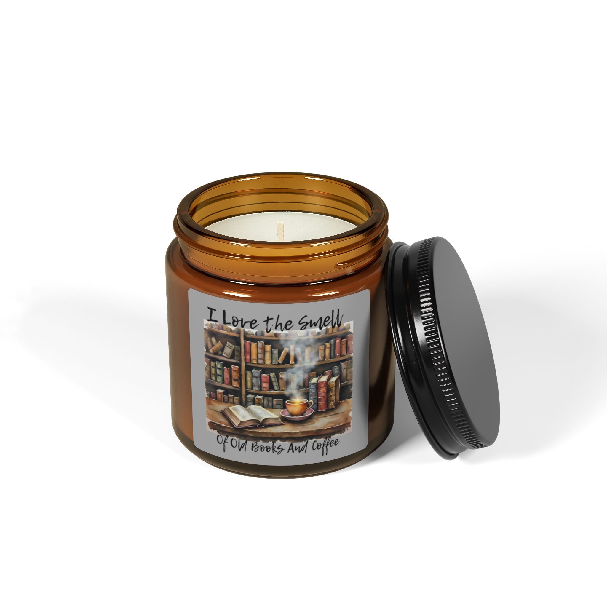 Soy Candle: Cozy Reading Candle, Gifts for Book Lovers, Old Books and Coffee Scent