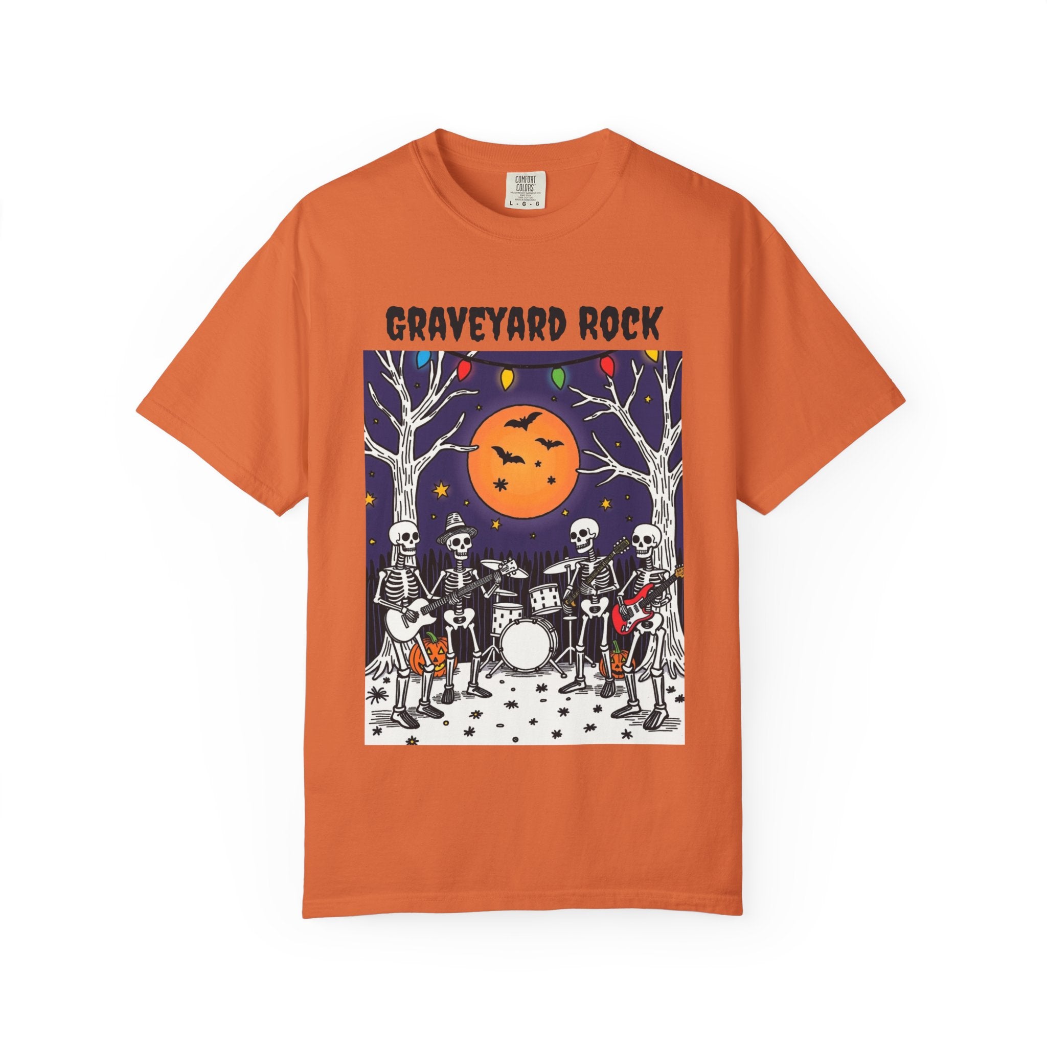 Halloween Graphic Tee, Skeleton Band, Graveyard Rock, Spooky Shirt, Halloween Costume, Fall Fashion, Holiday Apparel