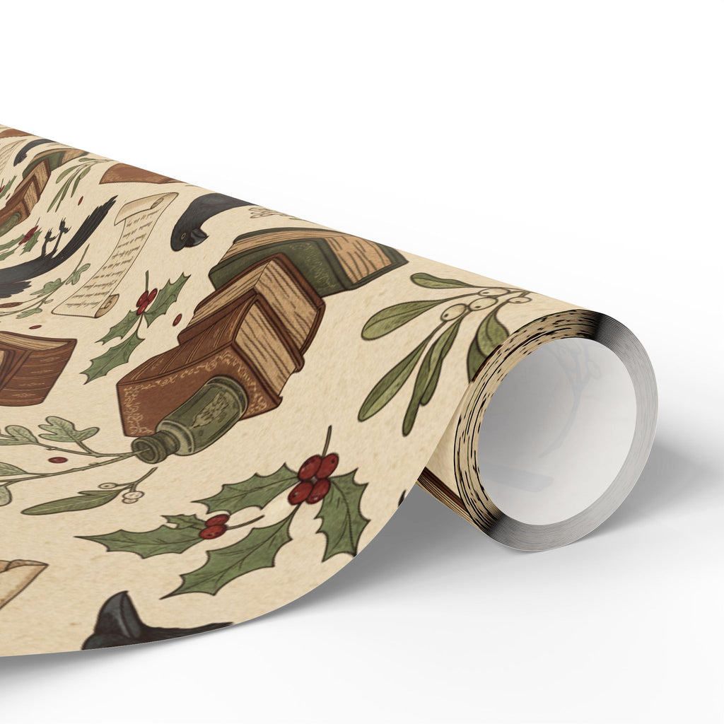 Bookish Raven Wrapping Paper — Literary Holiday Gift Wrap-Dark Academia