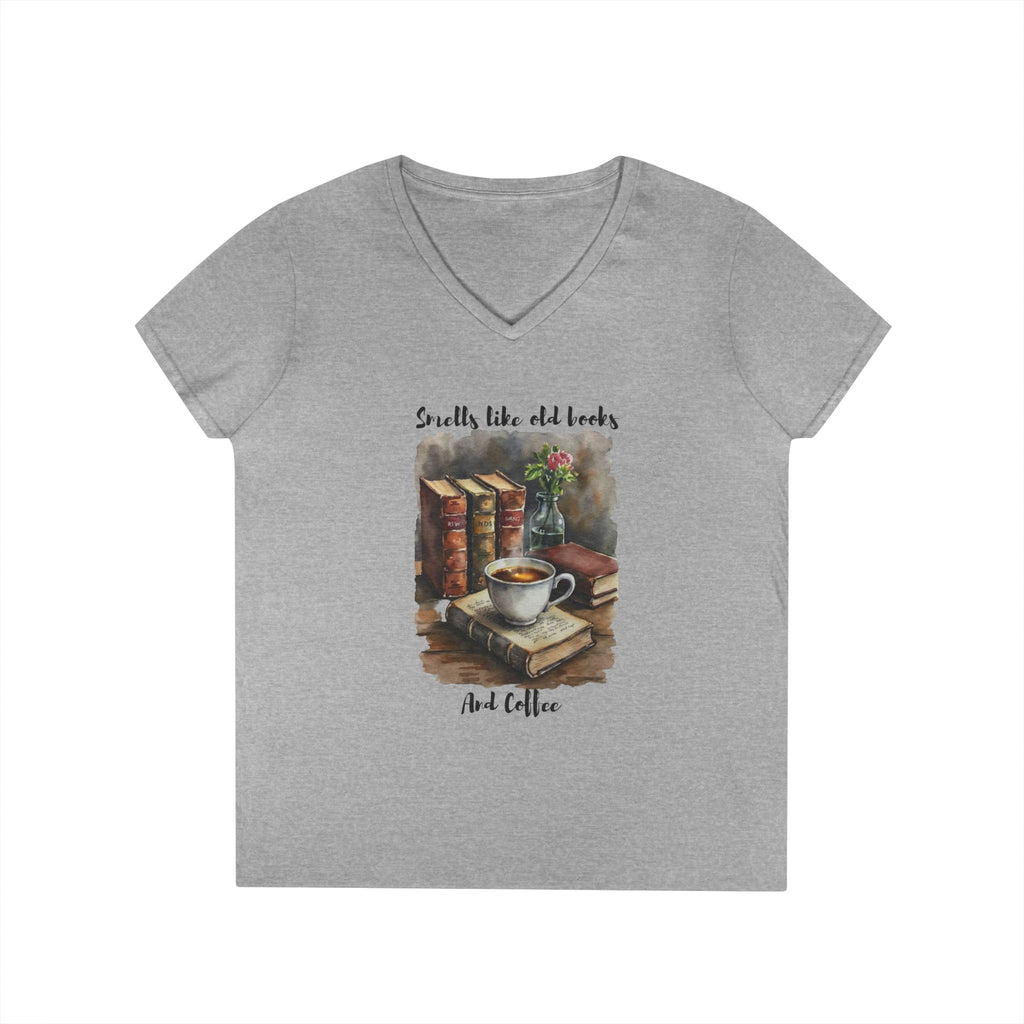 Vintage Book and Coffee Ladies' V-Neck T-Shirt