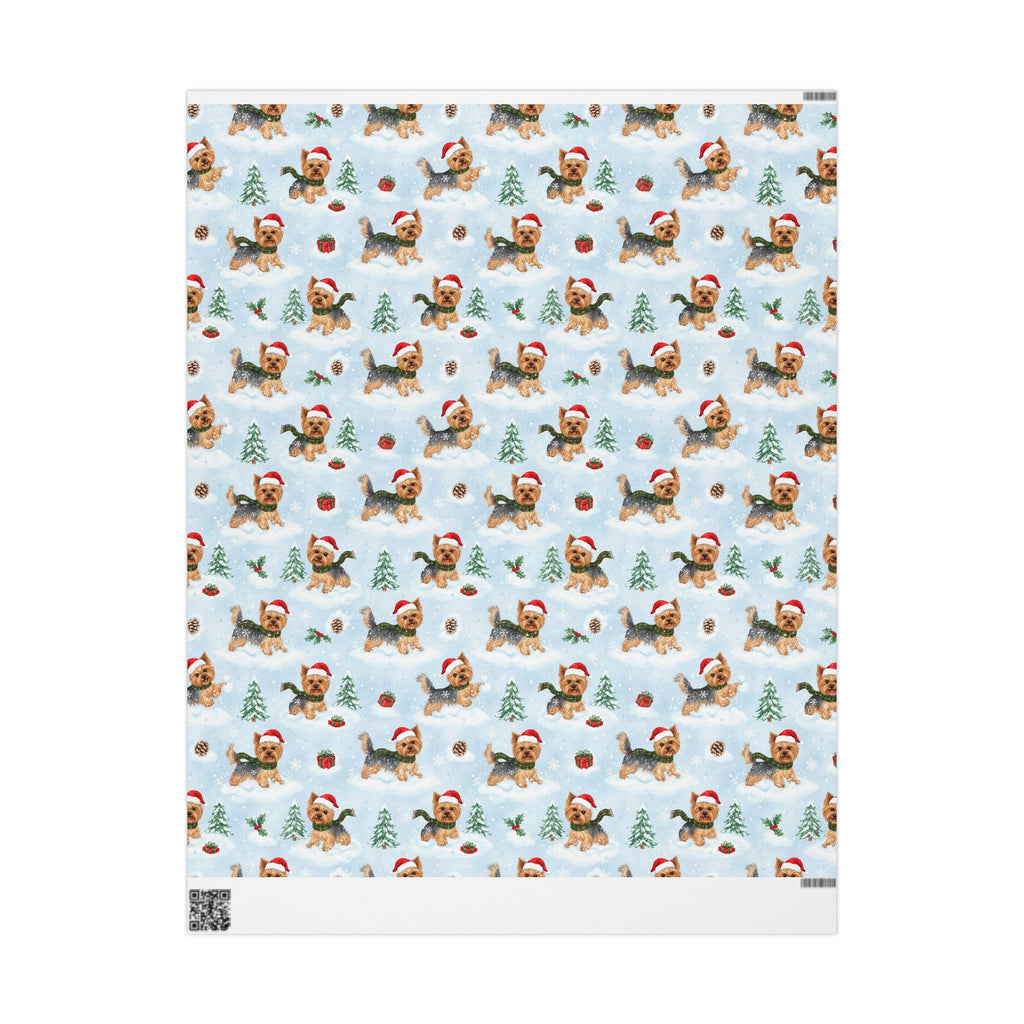 Christmas Yorkie Wrapping Paper Roll — Cute Yorkie in Santa Hat Holiday Gift Wrap