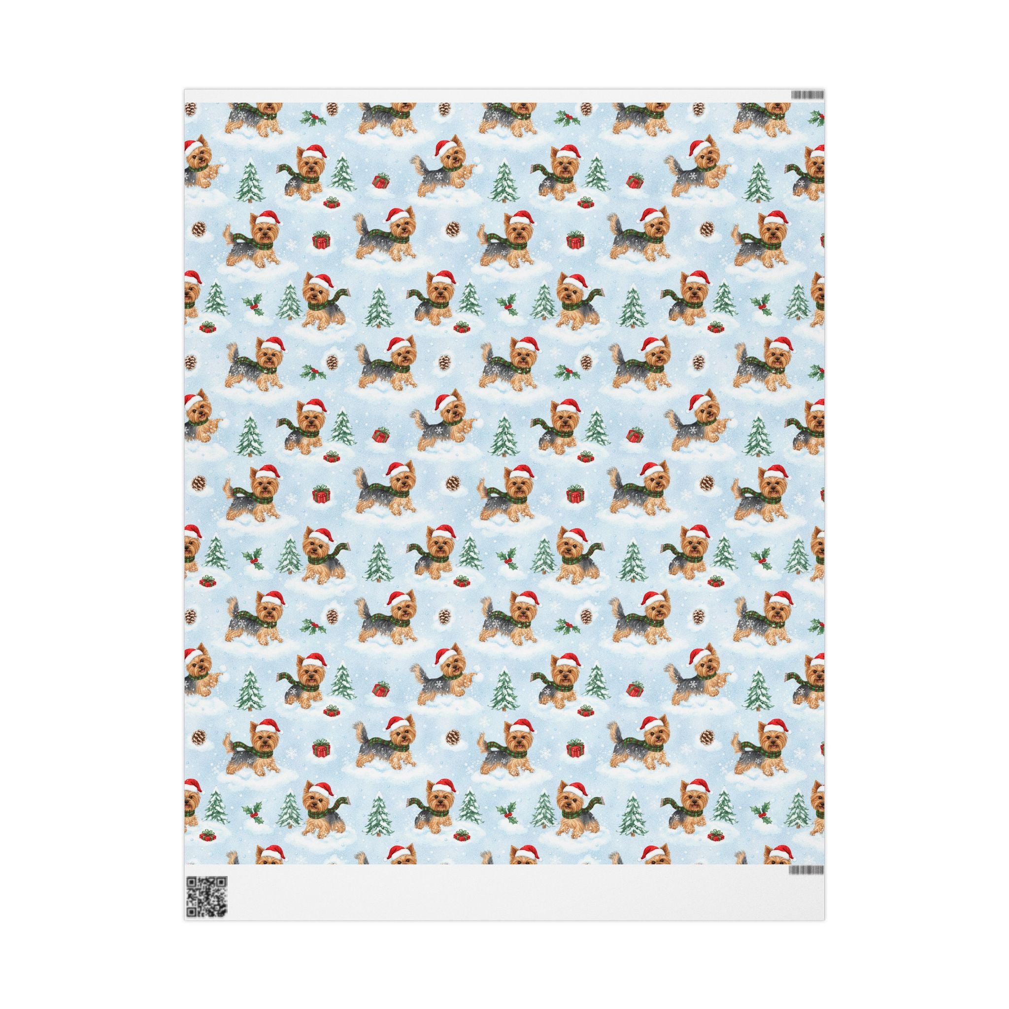 Christmas Yorkie Wrapping Paper Roll — Cute Yorkie in Santa Hat Holiday Gift Wrap