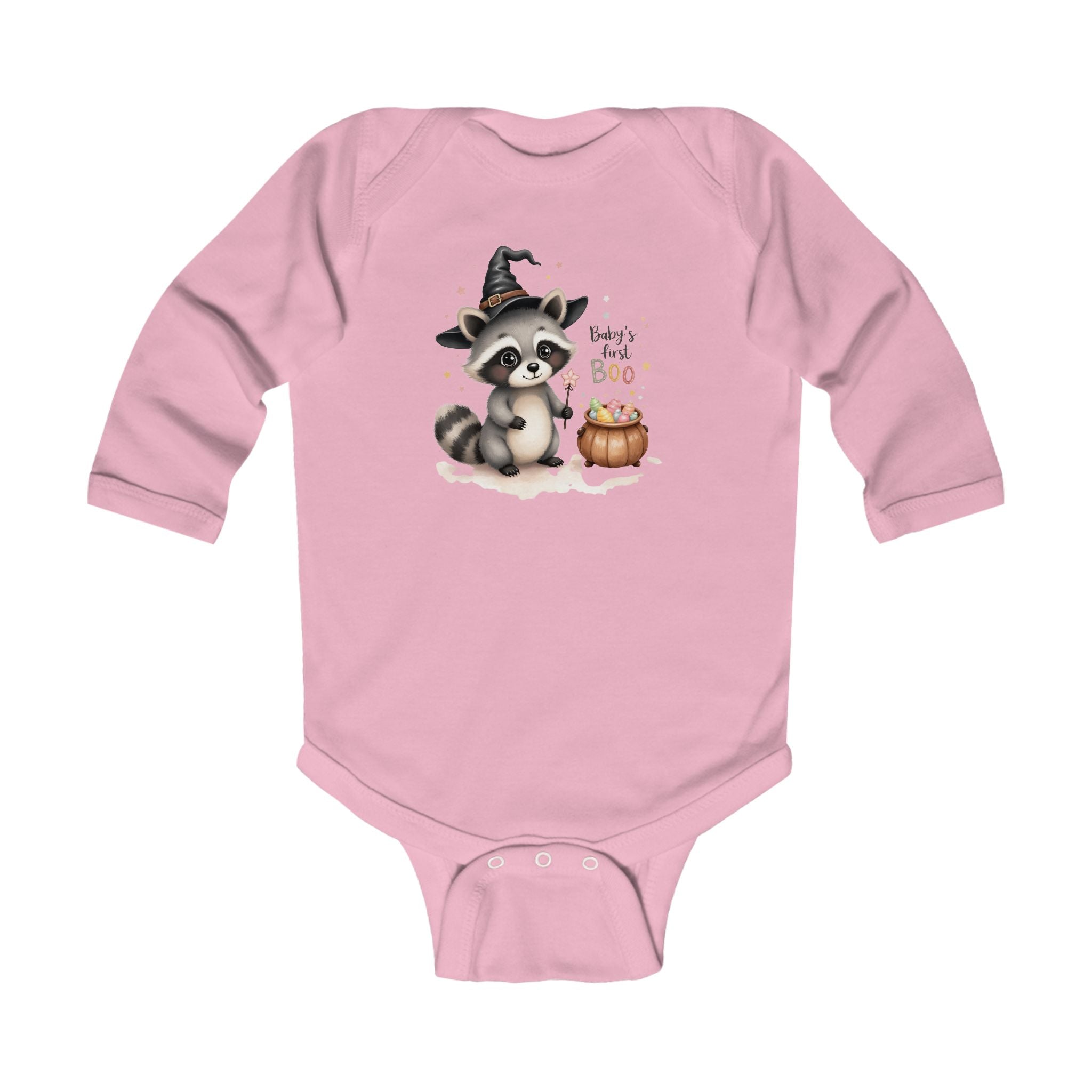Baby's First Boo Bodysuit, Halloween Infant Bodysuit, Cute Baby Costume, Fall Holiday Gift, Baby Raccoon in Vampire Outfit