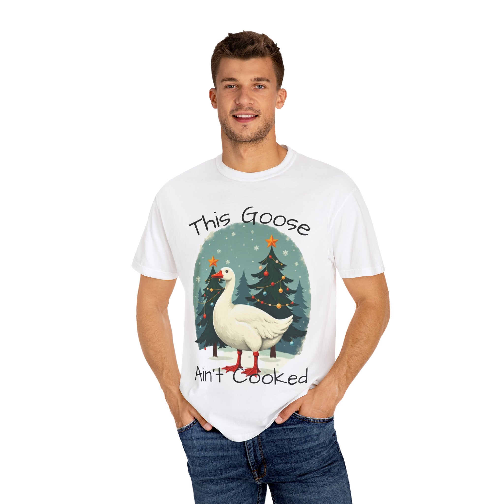 Christmas Goose Unisex T-shirt - Aint Cooked Funny Holiday Christmas Design