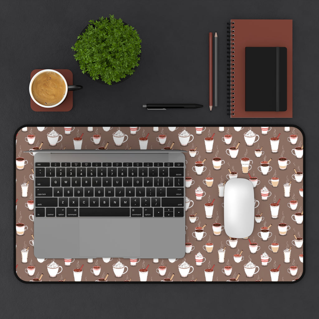 Desk Mat - Cute Coffee Mugs Pattern