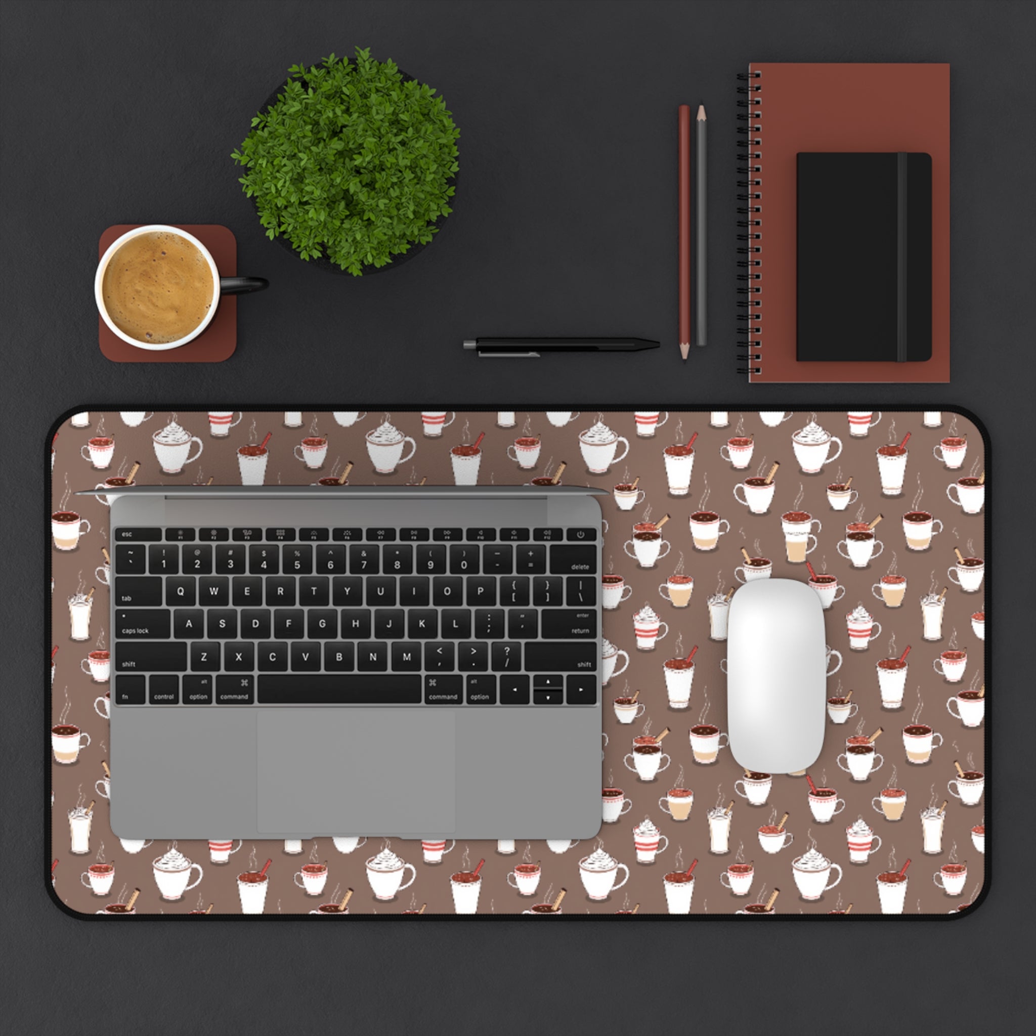 Desk Mat - Cute Coffee Mugs Pattern