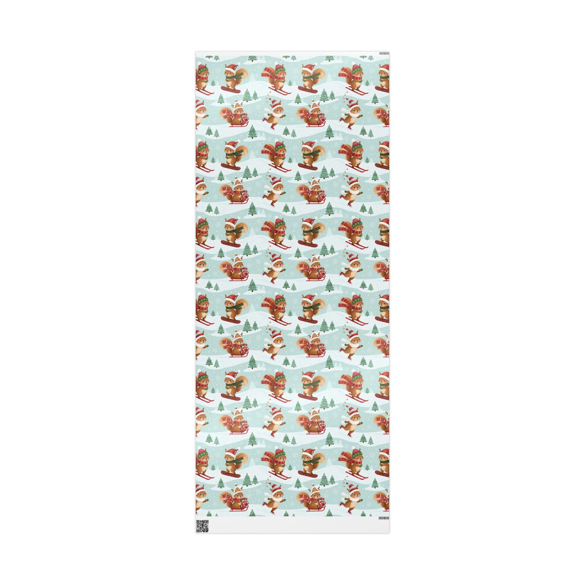 Christmas Squirrel Wrapping Paper - Cute Holiday Gift Wrap with Sledding Squirrels