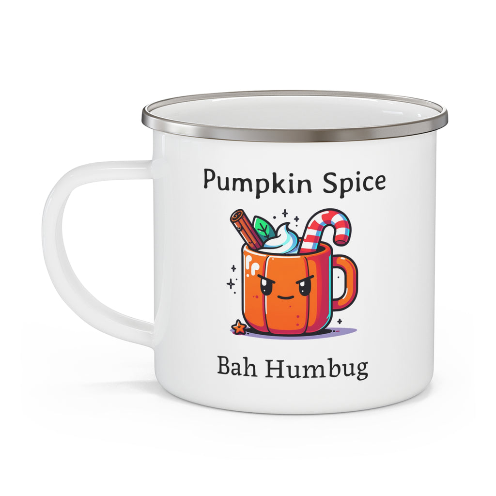 Halloween Enamel Mug - Pumpkin Spice Bah Humbug Design