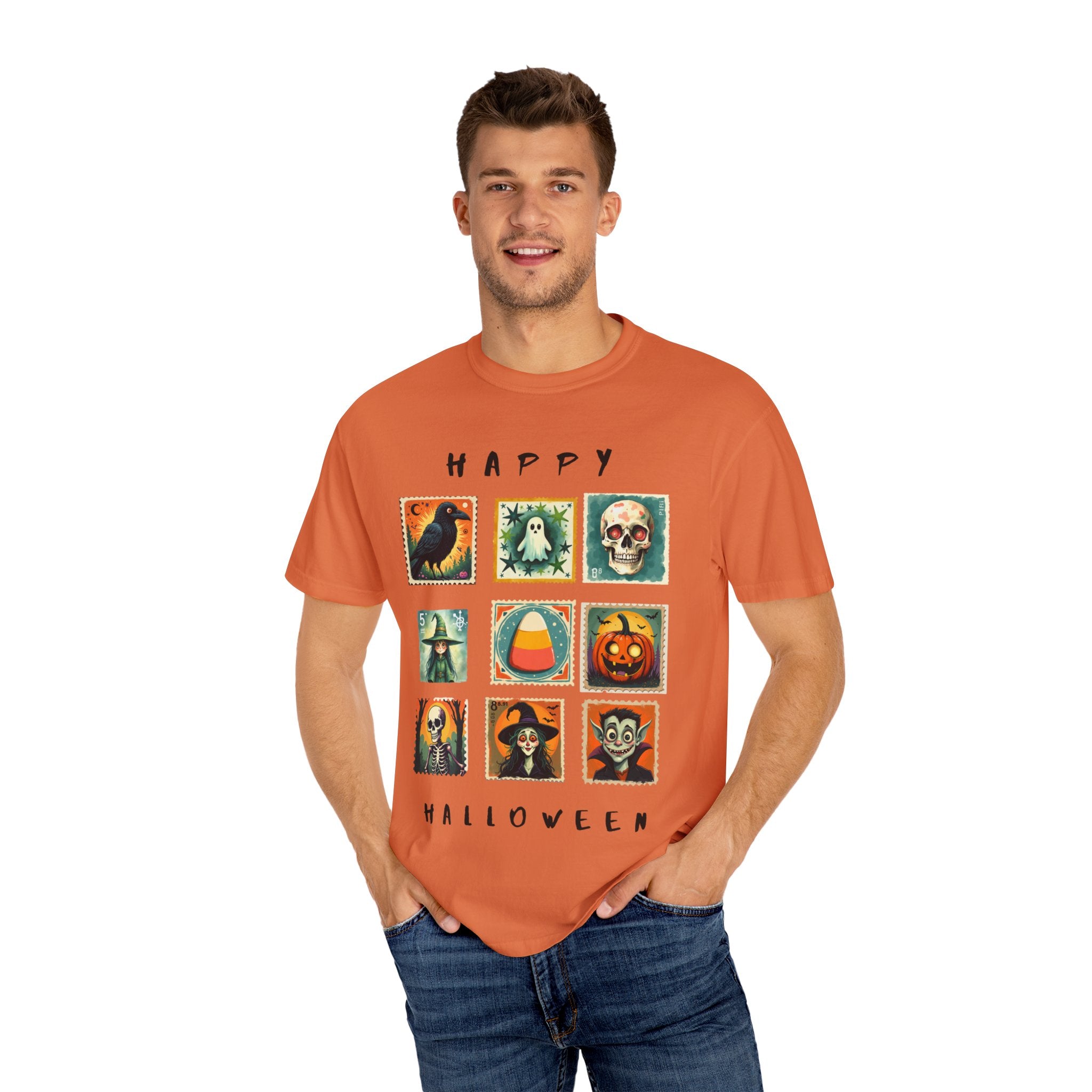 Halloween Graphic Tee, Unisex Garment-Dyed T-Shirt, Spooky Shirt, Halloween Costume, Fall Fashion, Holiday Apparel